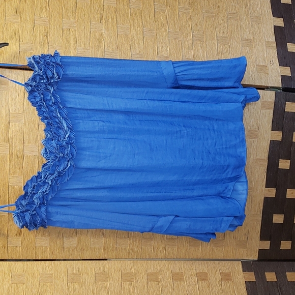 🐞 Vince Camuto Blue Off-the-Shoulder Top sz M - Picture 2 of 10